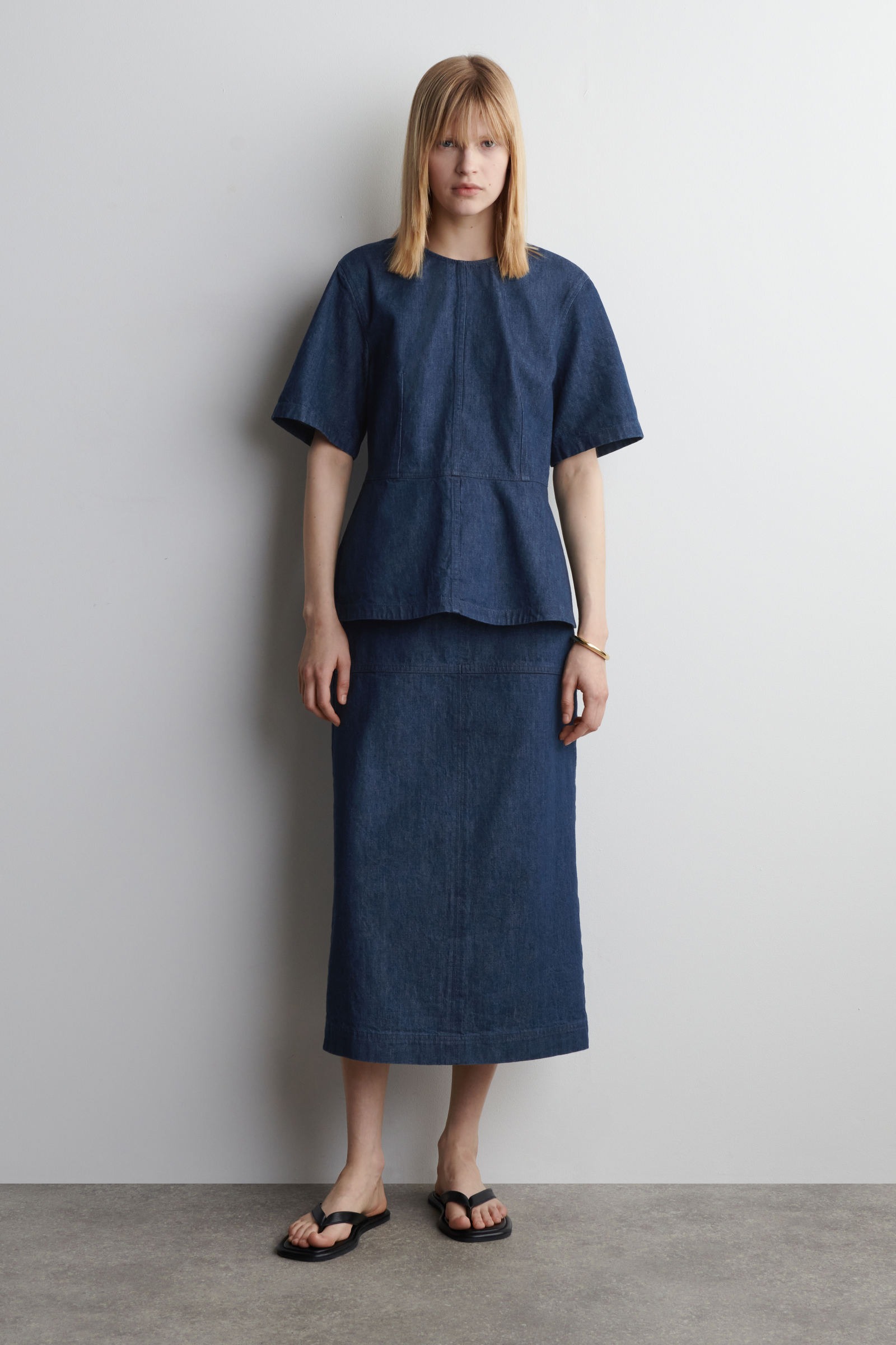 デニムペプラムトップ